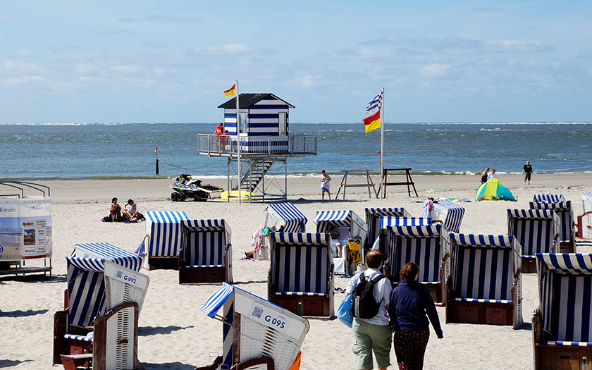 Blick auf den Weststrand in der Saison